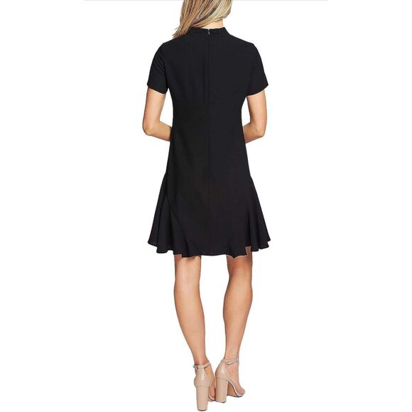 CECE Chic Neck Bow Tie Short Sleeve Flounce LBD Dress 2 US Nordstrom New - Picture 4 of 6